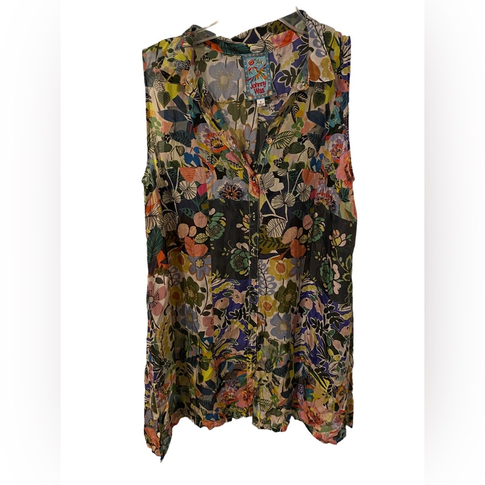 Johnny Was button down floral blouse